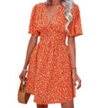Bloemen Fit-and-Flare Jurk met Korte Mouwen voor Dames