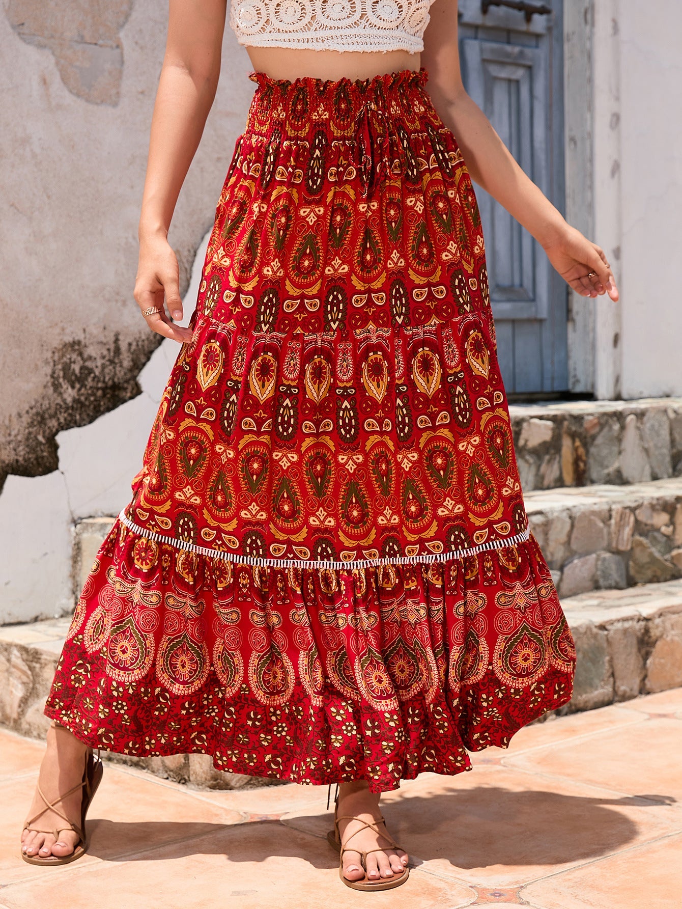 Maya | Boho A-Lijn Maxi Rok met Etnisch Patroon voor Dames