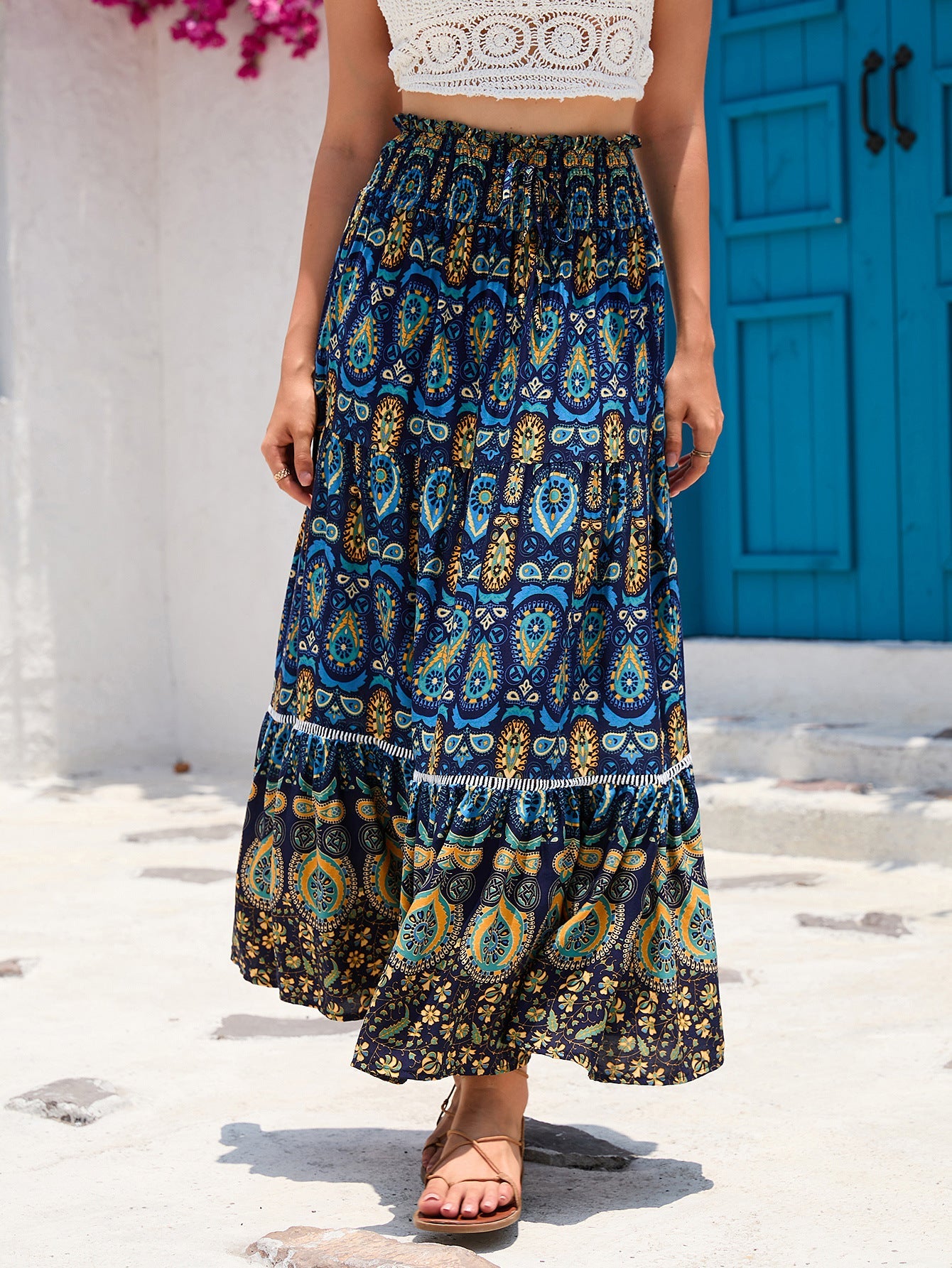 Maya | Boho A-Lijn Maxi Rok met Etnisch Patroon voor Dames