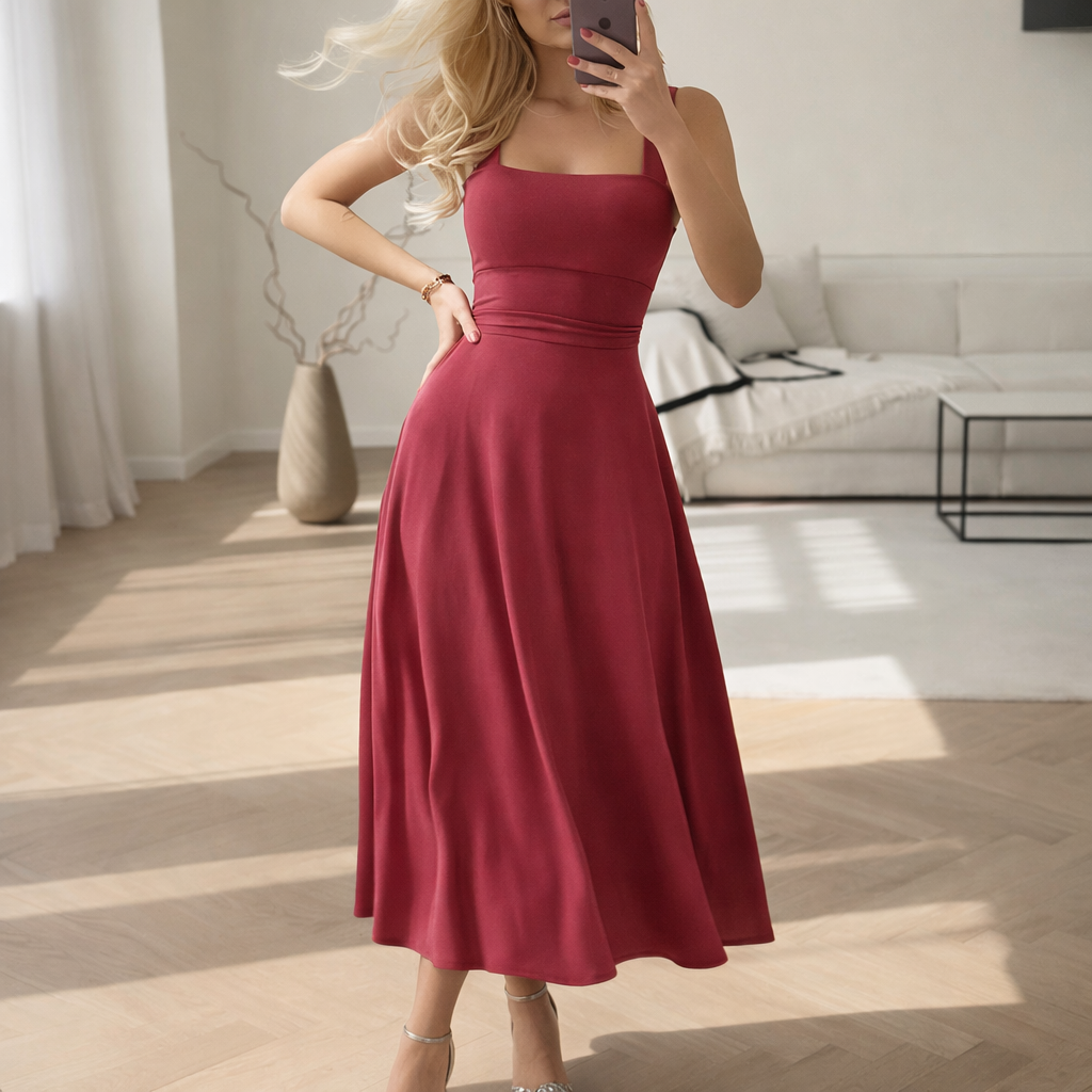 Mouwloze Maxi Jurk met Vierkante Hals voor Dames