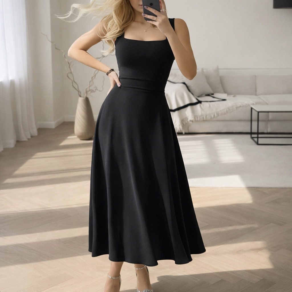 Mouwloze Maxi Jurk met Vierkante Hals voor Dames