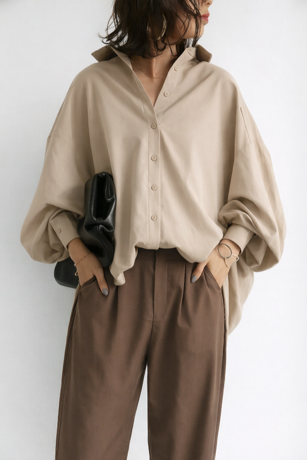 Oversized Blouse met Knoopsluiting voor Dames