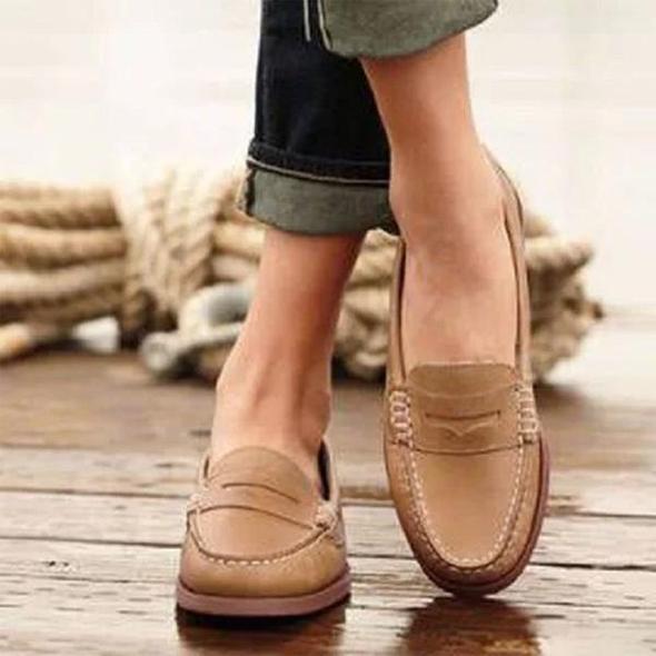 Leren Loafers met Pennydetail voor Dames