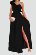 Mouwloze Maxi Jurk met Ruches en Split voor Dames