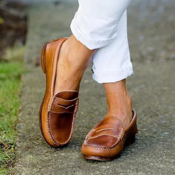 Leren Loafers met Pennydetail voor Dames