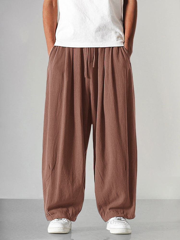 Wijde Pijp Linnen Pantalon voor Heren