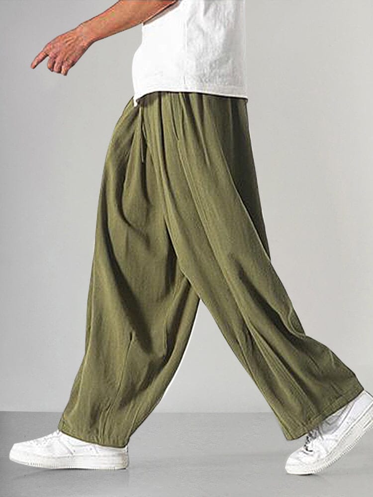 Wijde Pijp Linnen Pantalon voor Heren