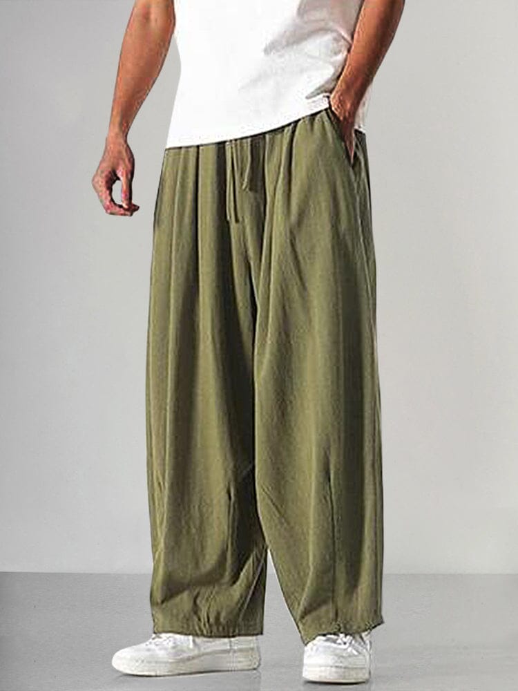 Wijde Pijp Linnen Pantalon voor Heren