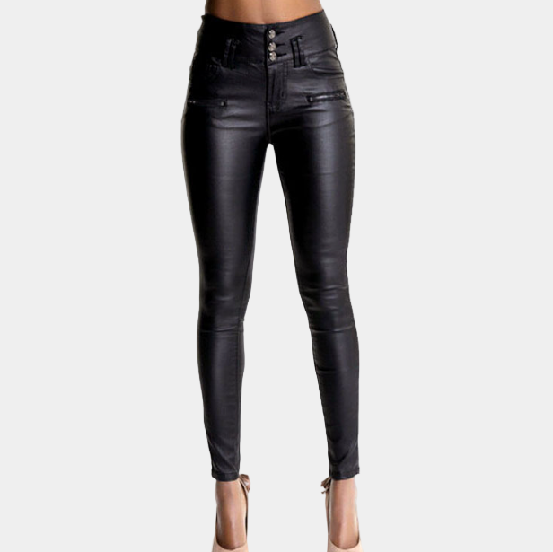 Skinny Hoge Taille Leren Broek Voor Dames