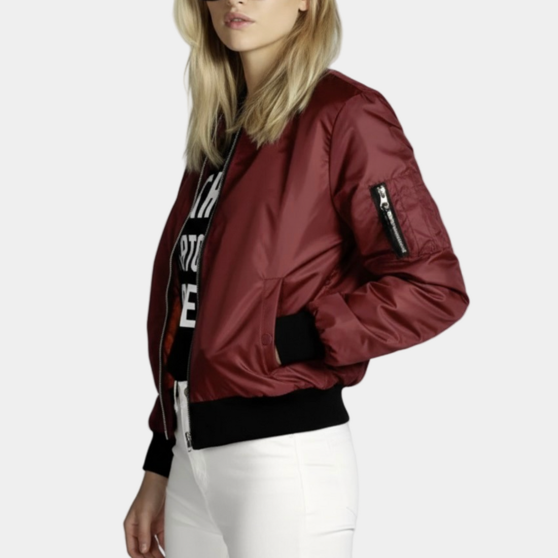 Bomberjack met O-hals voor Dames