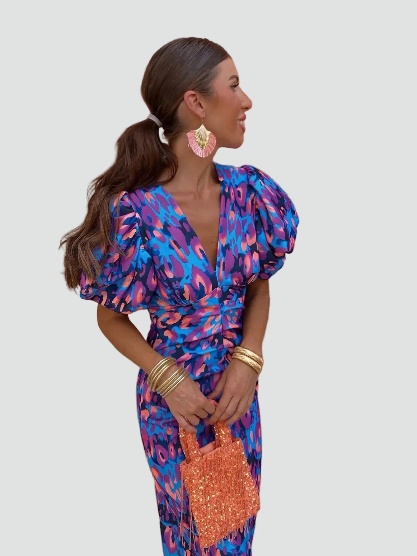 Midi Jurk met Bufmouwen voor Dames