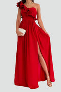 Mouwloze Maxi Jurk met Ruches en Split voor Dames