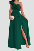 Mouwloze Maxi Jurk met Ruches en Split voor Dames