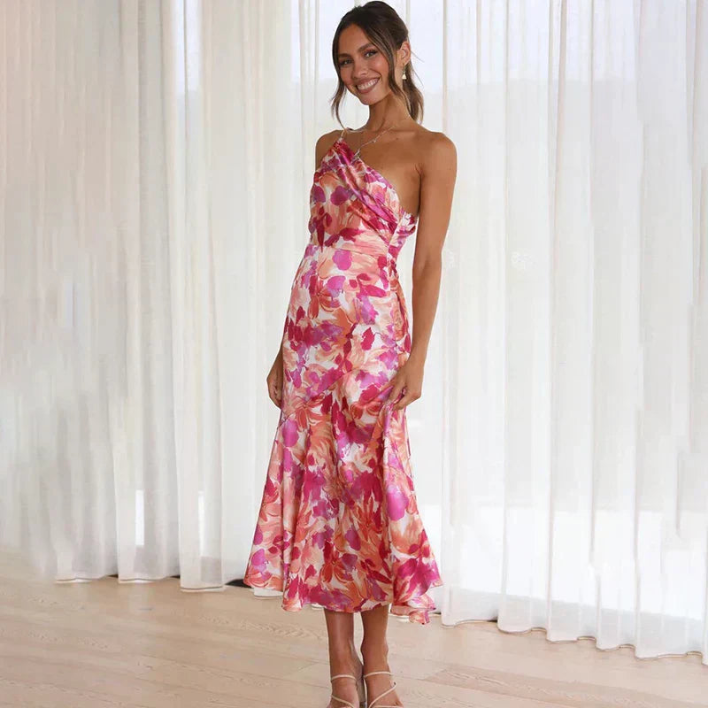 Bloemen Maxi Jurk met One Shoulder voor Dames