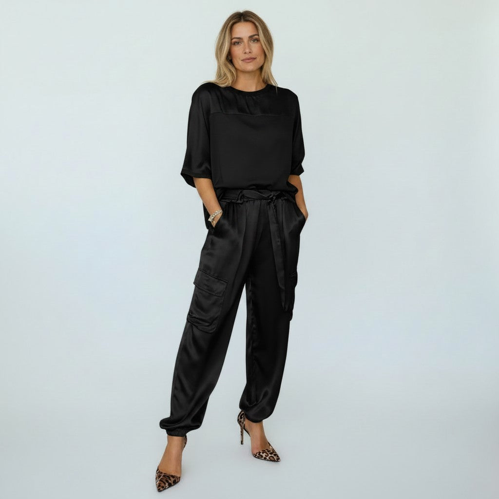 Satijnen Broekpak met Wijde Pijp Broek voor Dames