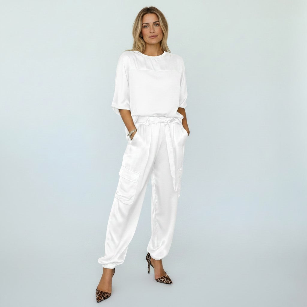 Satijnen Broekpak met Wijde Pijp Broek voor Dames