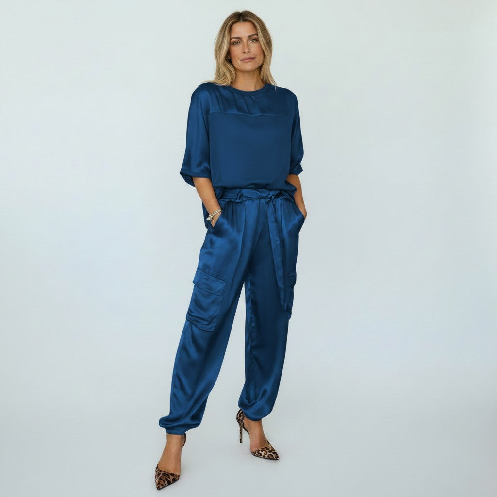 Satijnen Broekpak met Wijde Pijp Broek voor Dames