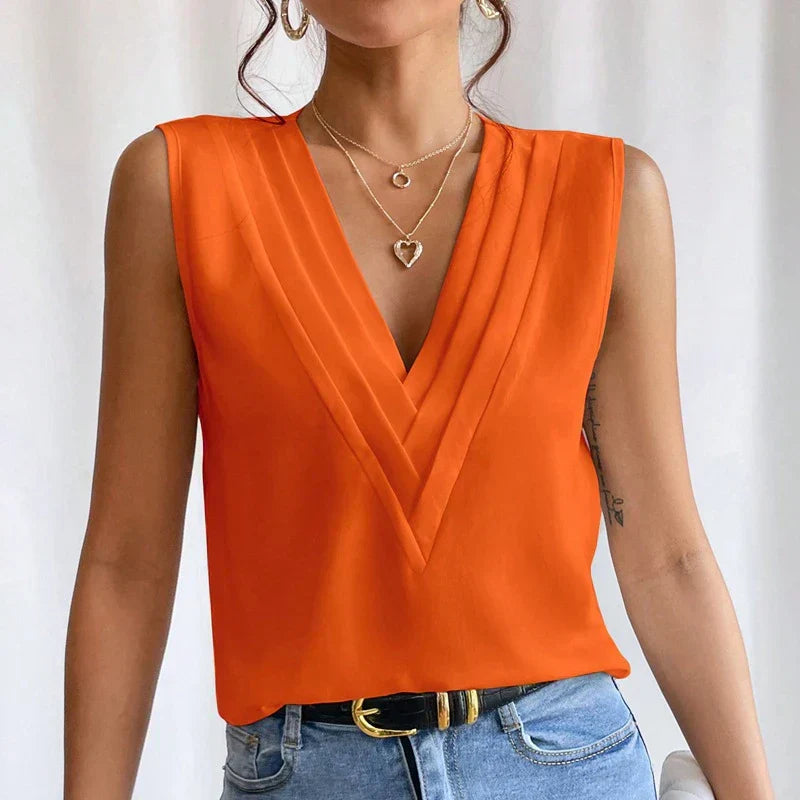 V-Hals Mouwloze Blouse voor Dames