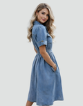 Midi Shirt Dress met Knoopsluiting voor Dames