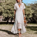 Romy | Boho Kantjurk met V-Hals en Korte Mouwen voor Dames