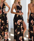 V-Hals Bloemen Zomerjurk Mouwloos voor Dames