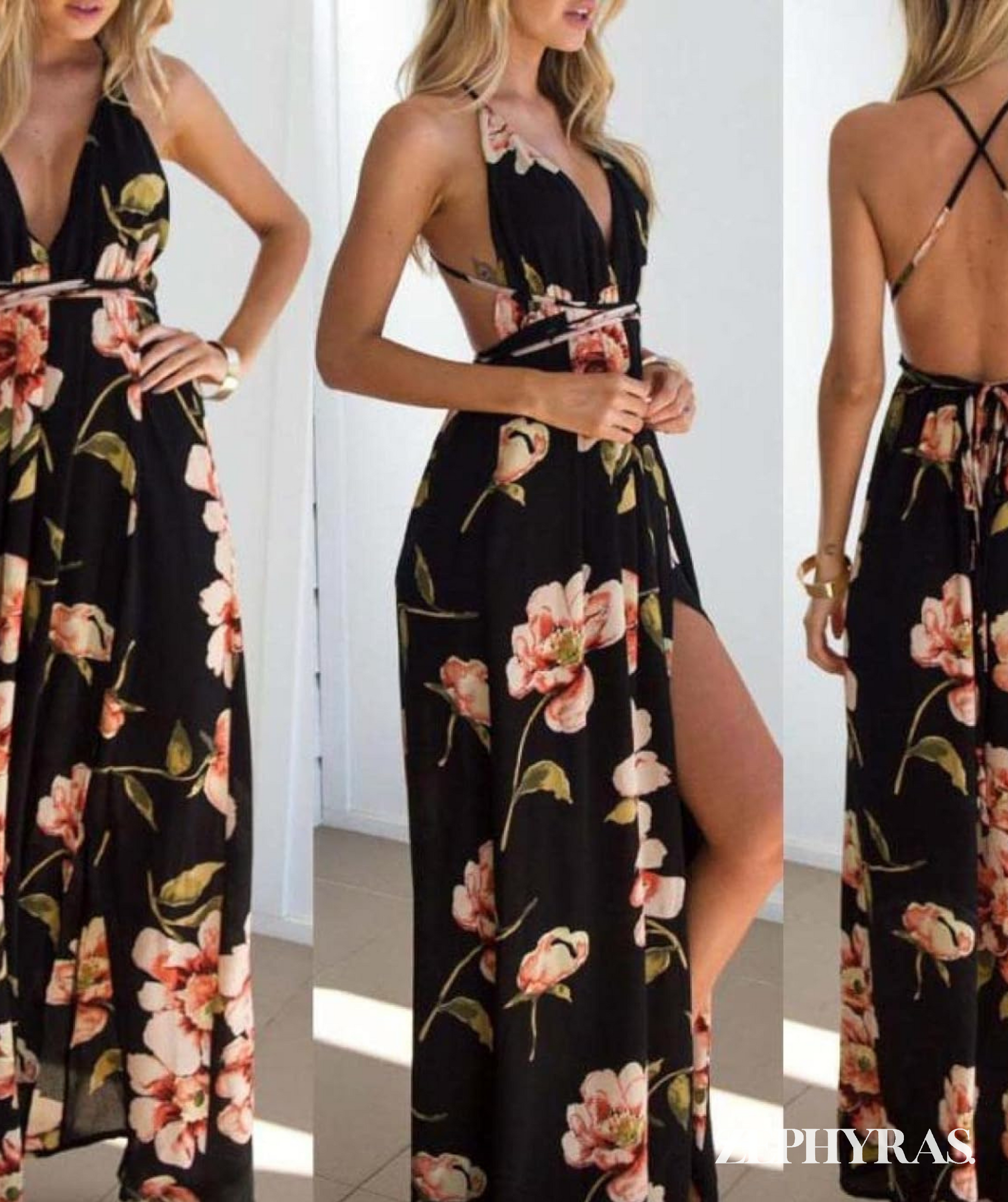 V-Hals Bloemen Zomerjurk Mouwloos voor Dames