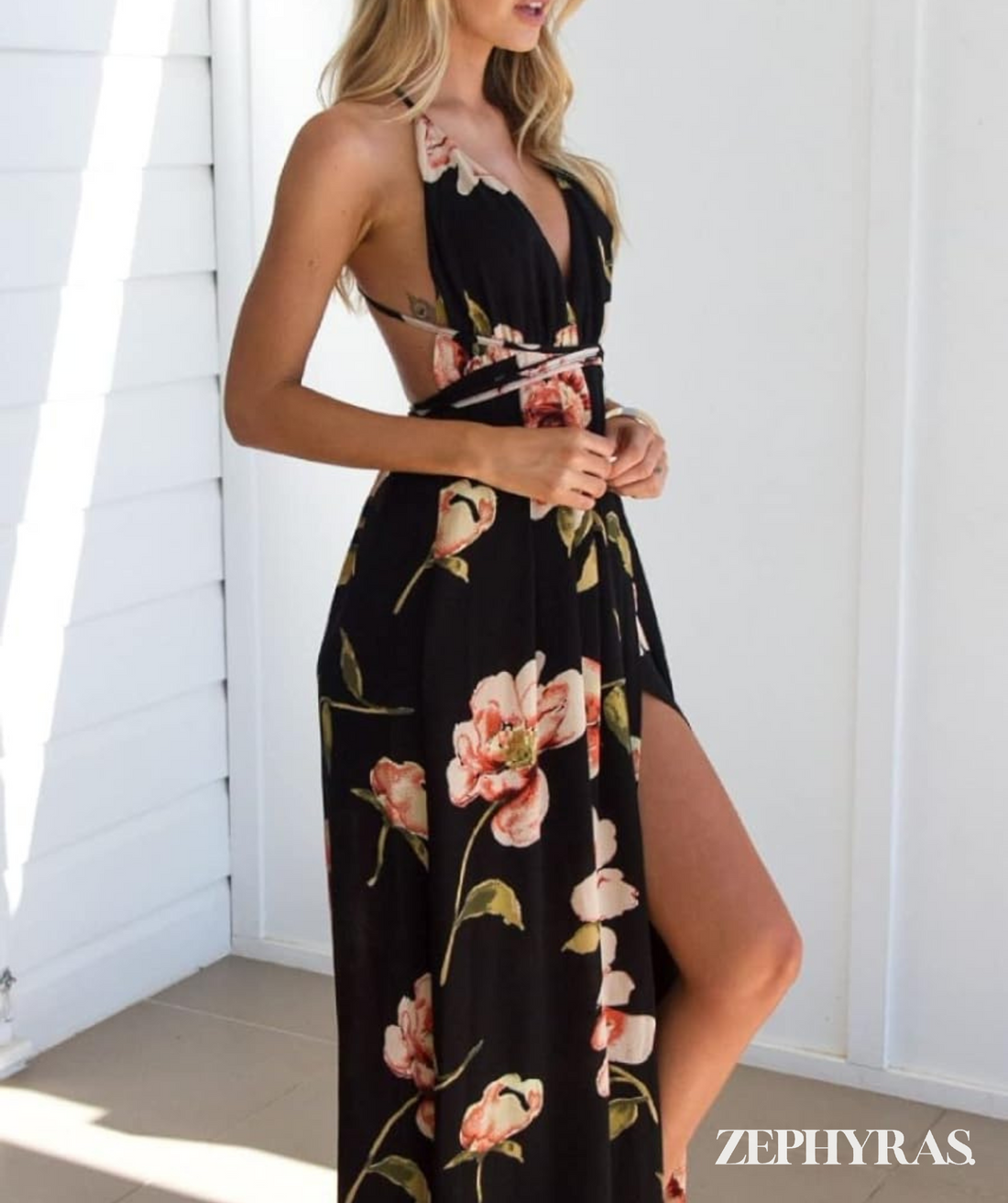 V-Hals Bloemen Zomerjurk Mouwloos voor Dames