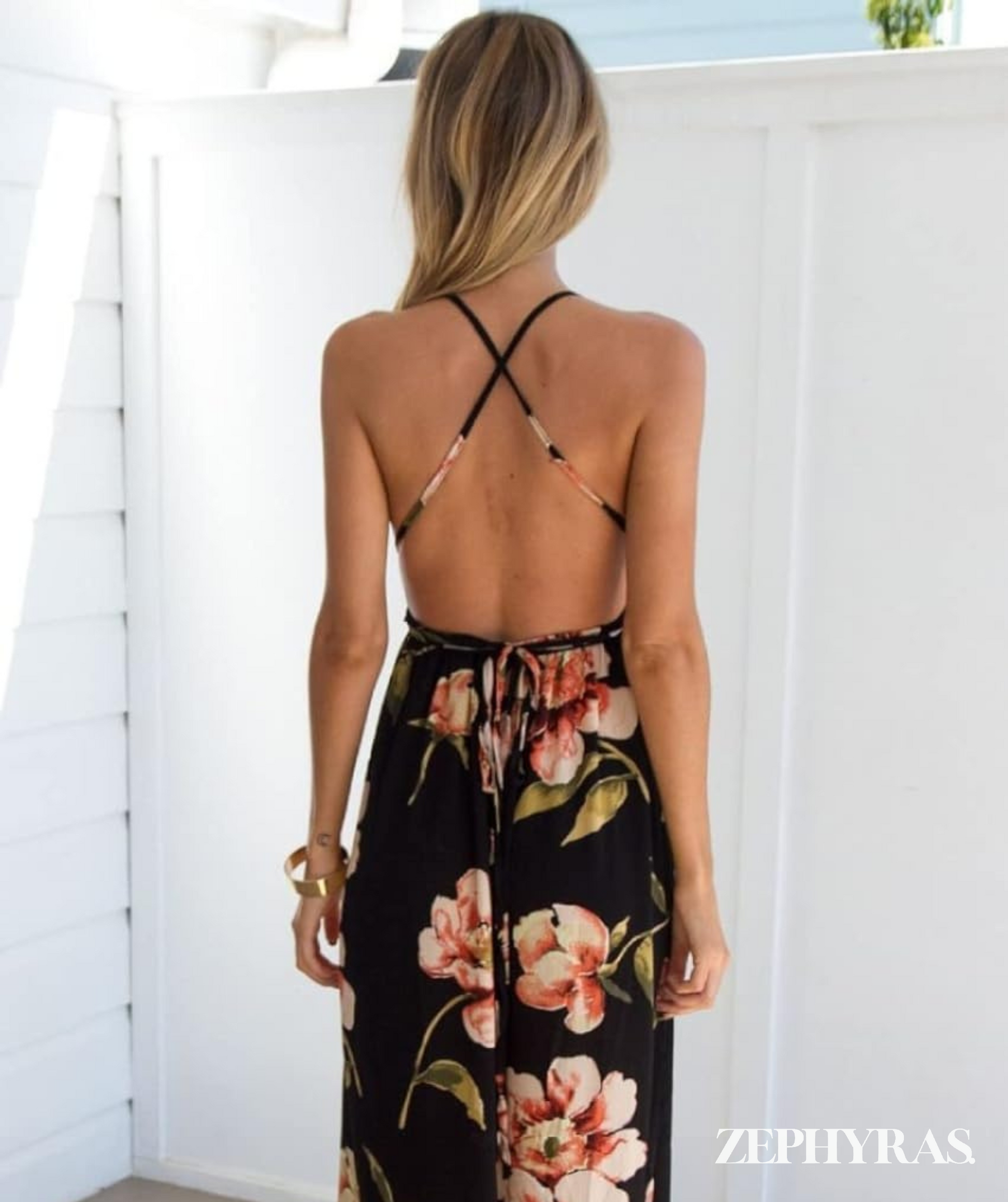 V-Hals Bloemen Zomerjurk Mouwloos voor Dames