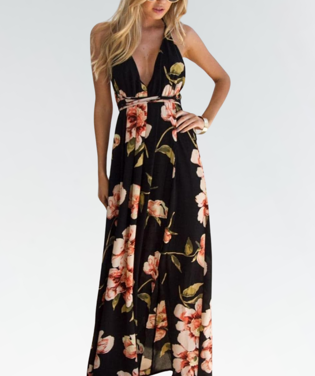 V-Hals Bloemen Zomerjurk Mouwloos voor Dames