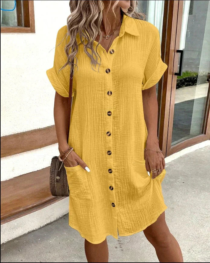 Button-Down Linnen Shirt Jurk voor Dames