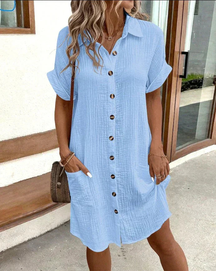 Button-Down Linnen Shirt Jurk voor Dames