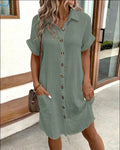 Button-Down Linnen Shirt Jurk voor Dames