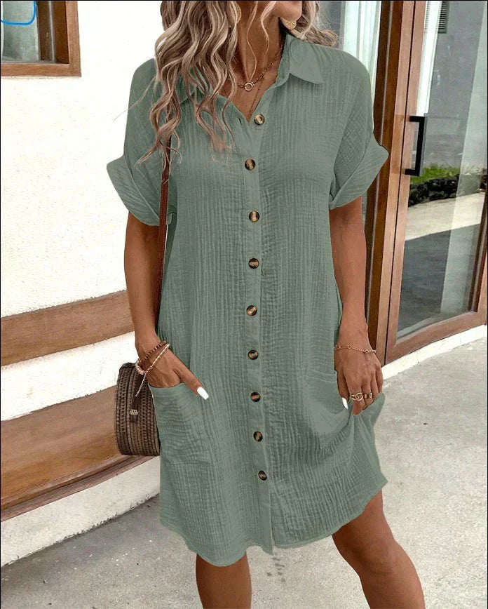 Button-Down Linnen Shirt Jurk voor Dames