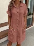 Button-Down Linnen Shirt Jurk voor Dames