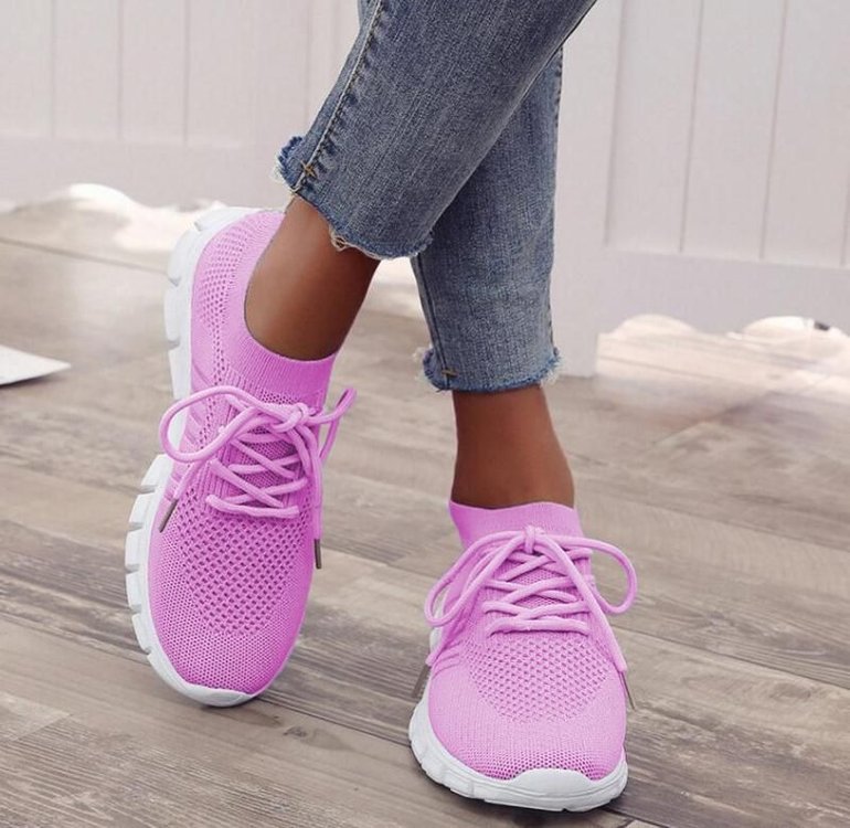 Lace-Up Mesh Sneakers voor Dames