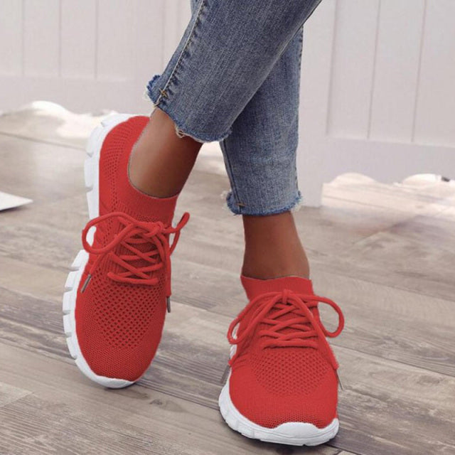 Lace-Up Mesh Sneakers voor Dames
