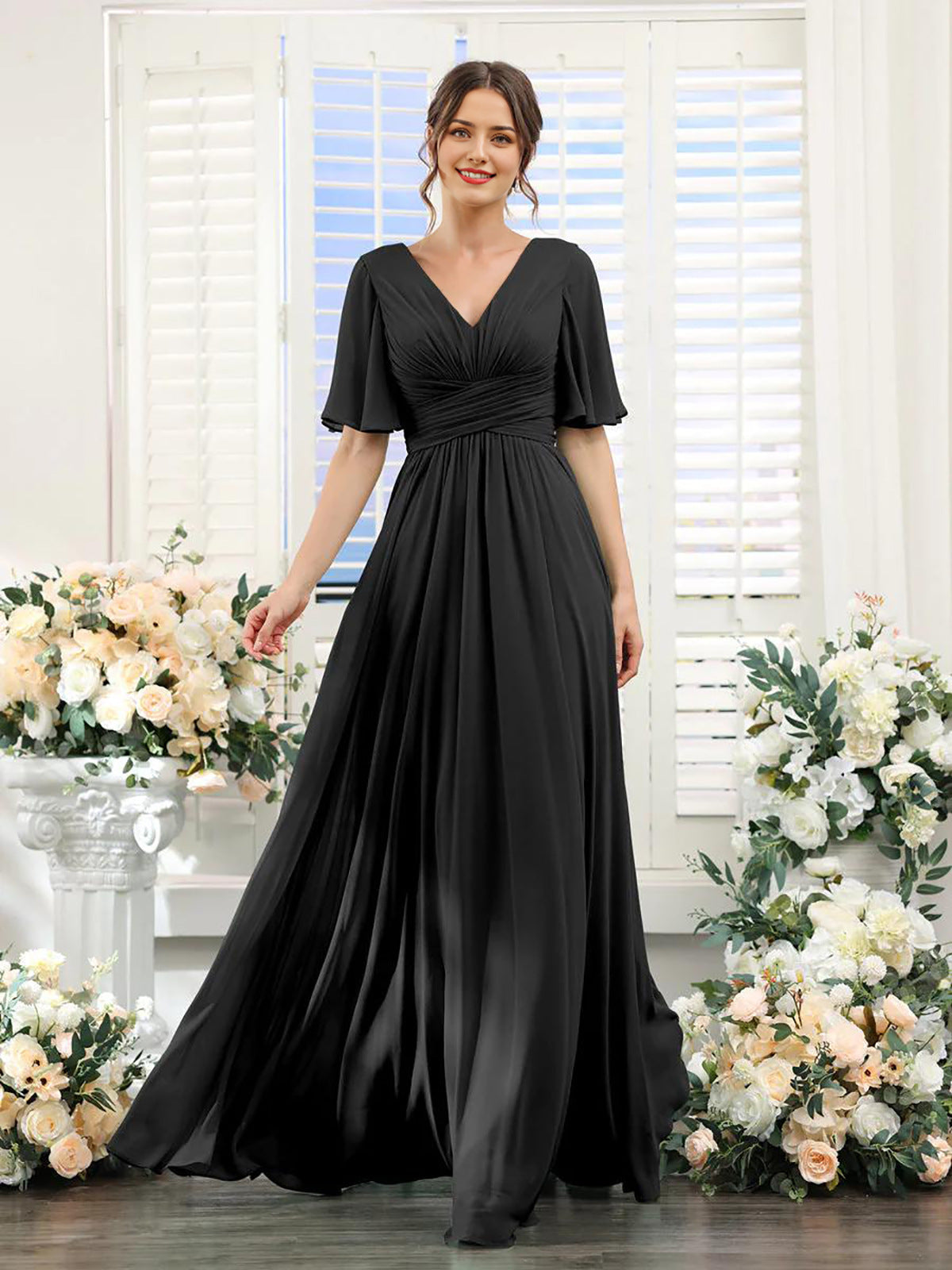 V-Hals Chiffon Maxi Jurk voor Dames