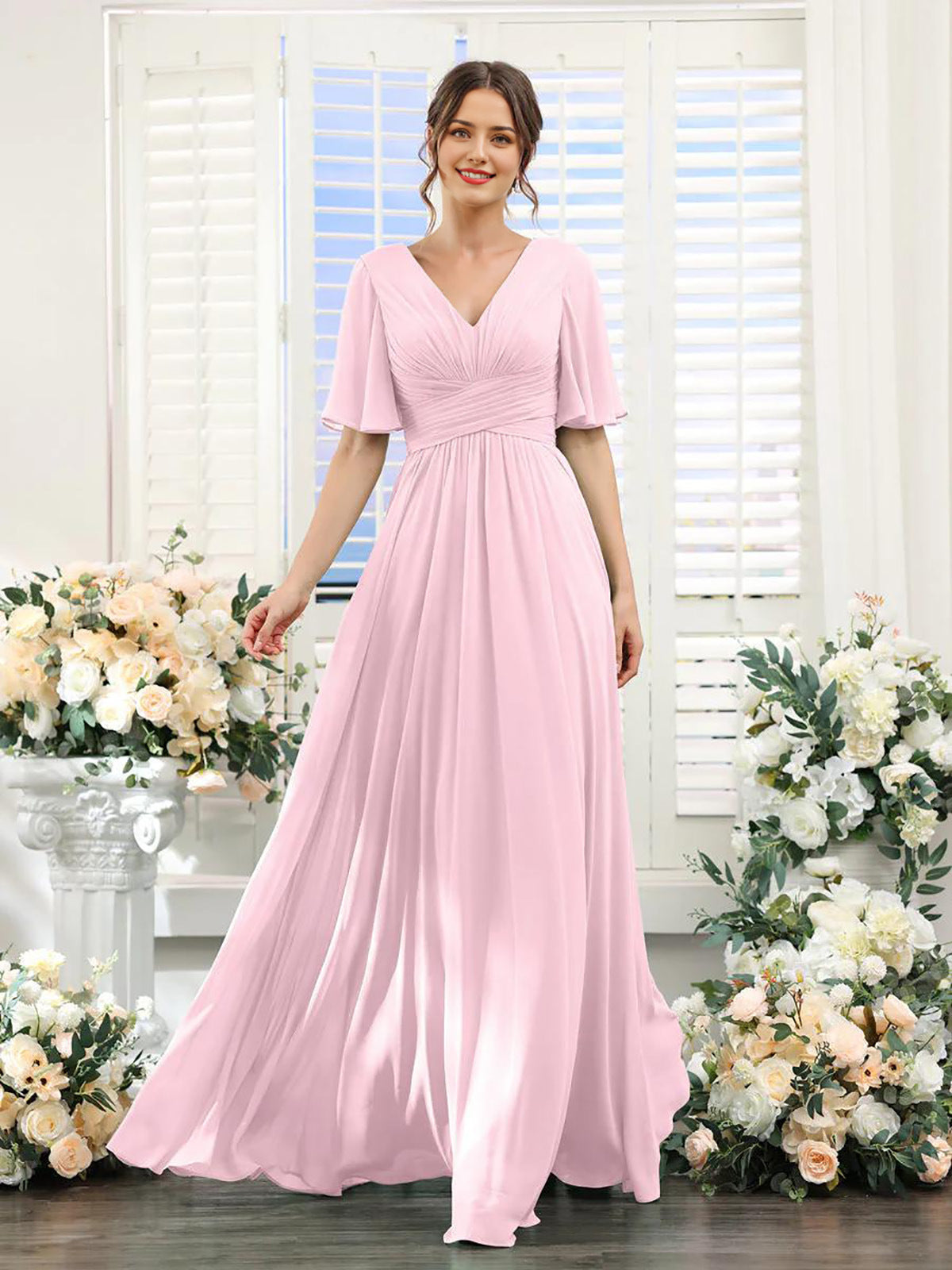 V-Hals Chiffon Maxi Jurk voor Dames