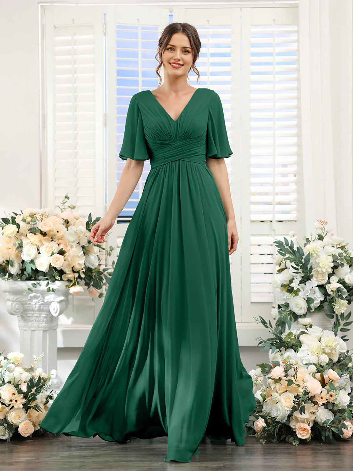 V-Hals Chiffon Maxi Jurk voor Dames