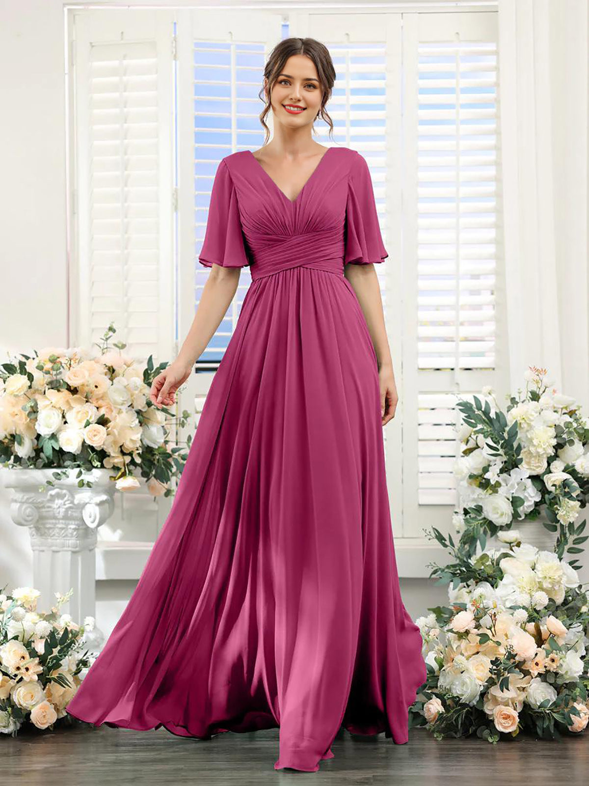 V-Hals Chiffon Maxi Jurk voor Dames