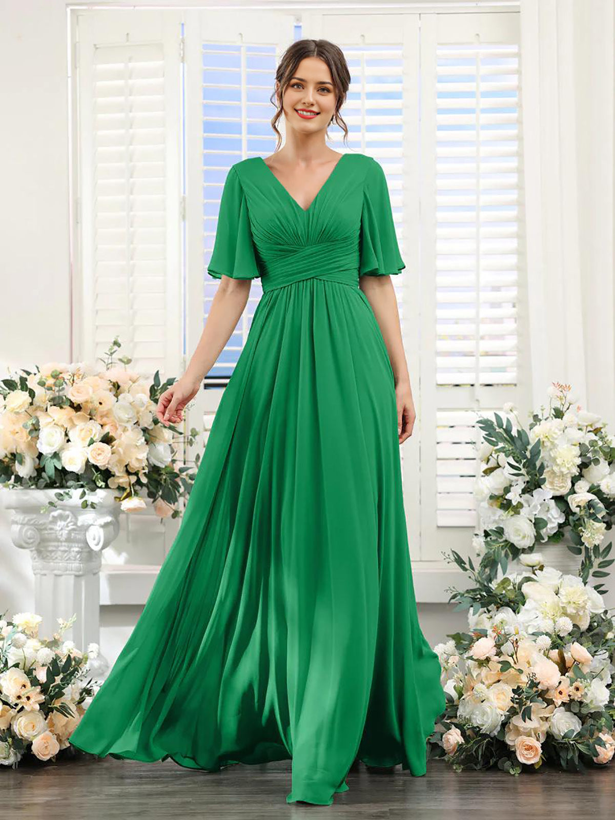V-Hals Chiffon Maxi Jurk voor Dames