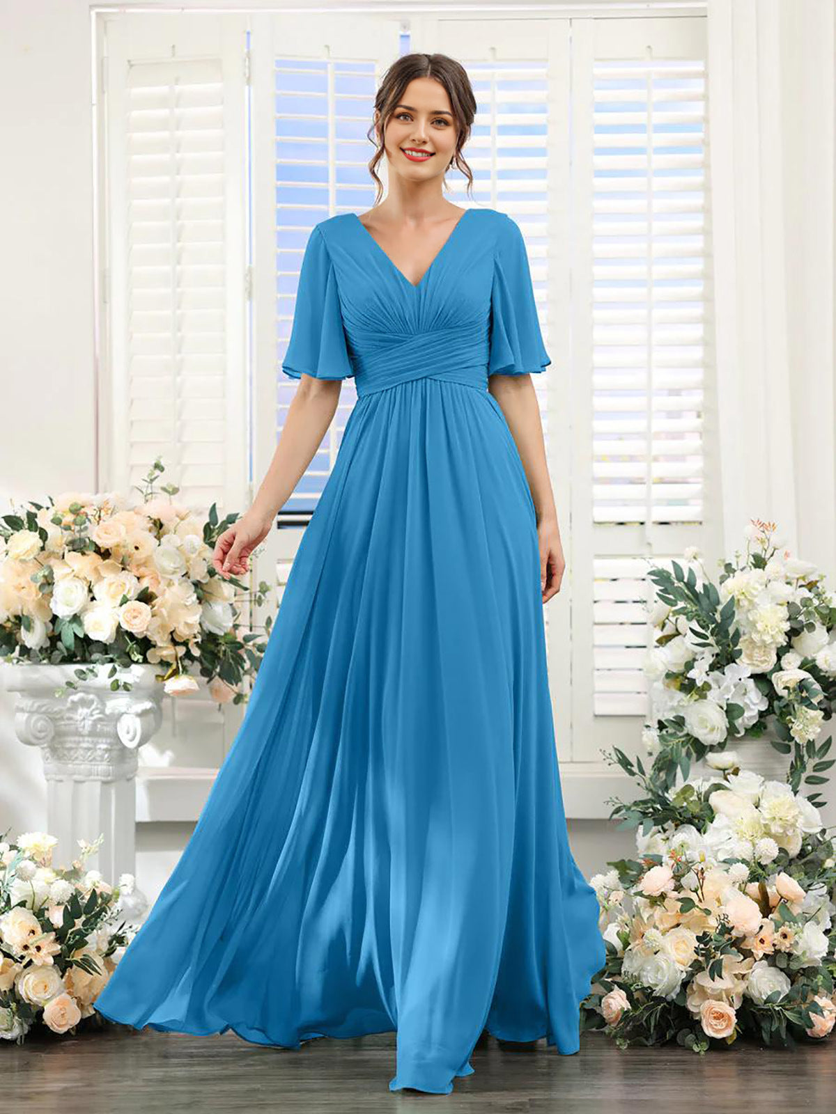 V-Hals Chiffon Maxi Jurk voor Dames