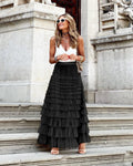 Tule Maxi Rok met Elastische Tailleband voor Dames