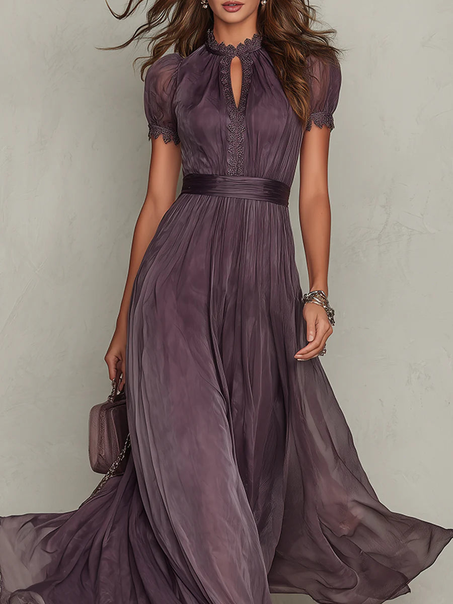 Chiffon Maxi Jurk met Keyhole Hals voor Dames