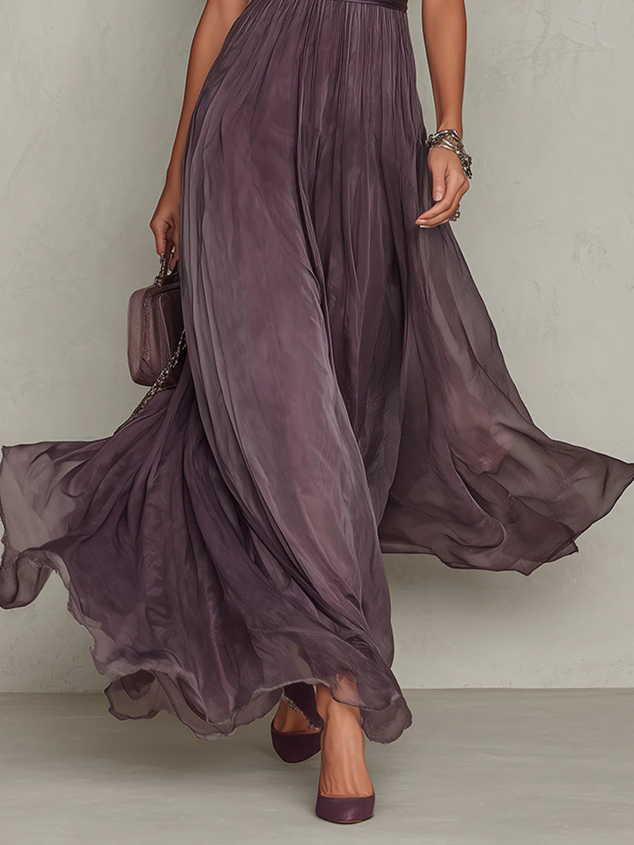 Chiffon Maxi Jurk met Keyhole Hals voor Dames