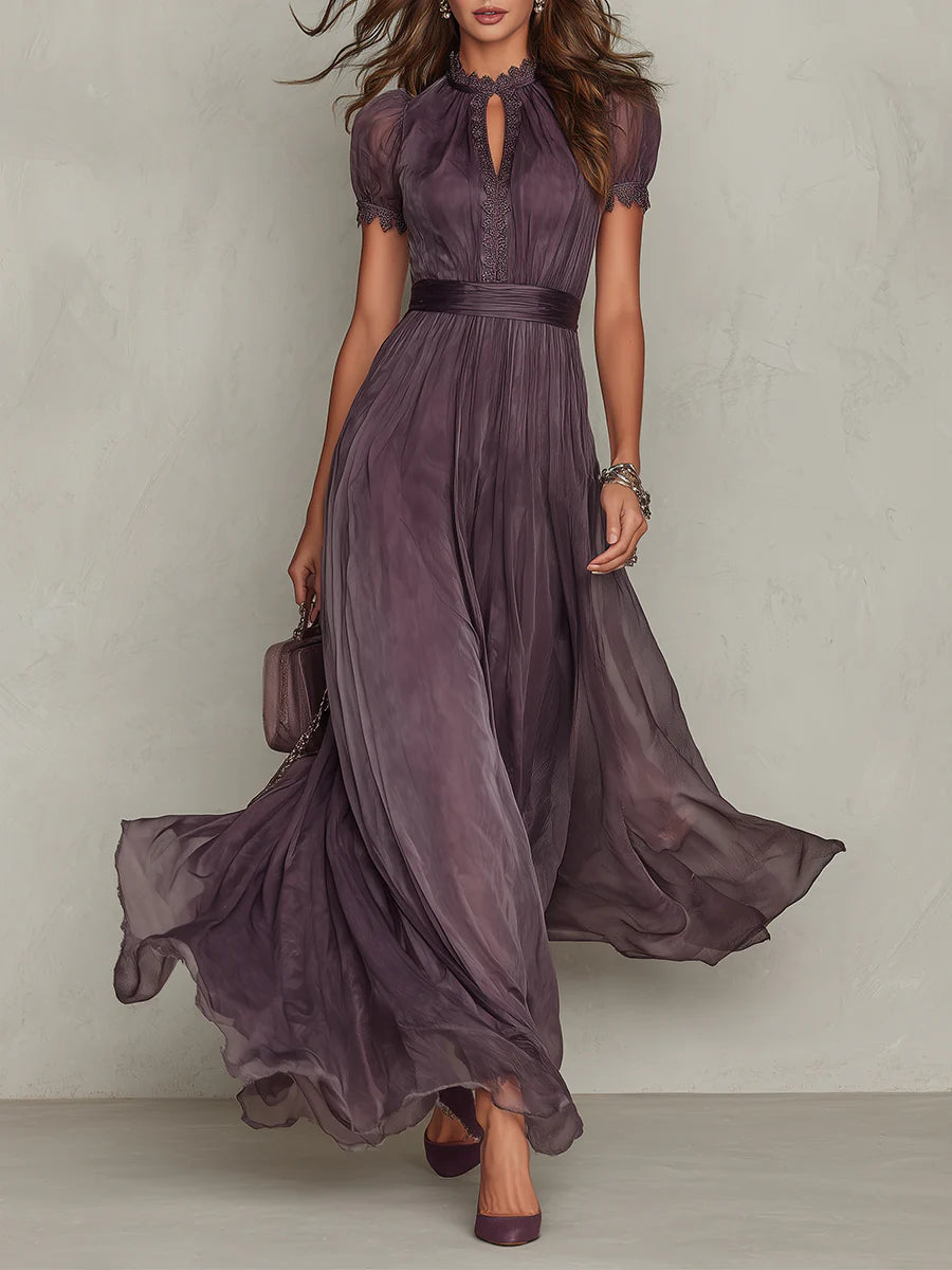 Chiffon Maxi Jurk met Keyhole Hals voor Dames