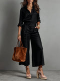 Linnen Wijde Broek Blouse Set voor Dames