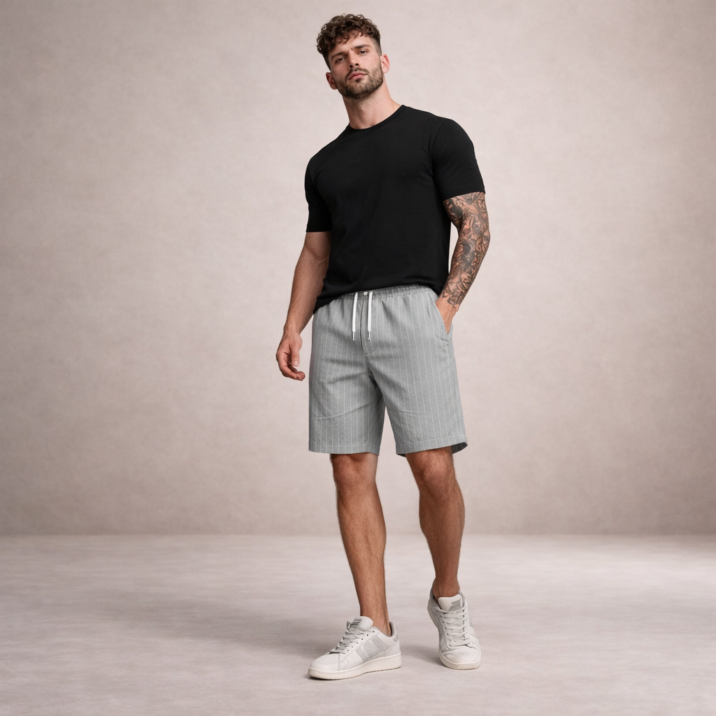 Linnen Regular Fit Korte Broek met Steekzakken voor Heren