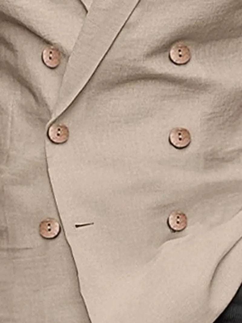Linnen Slim Fit Blazer met V-Hals voor Heren