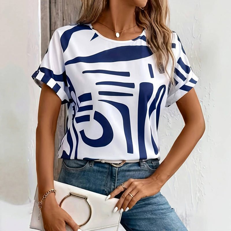 Abstract Bedrukt T-Shirt voor Dames